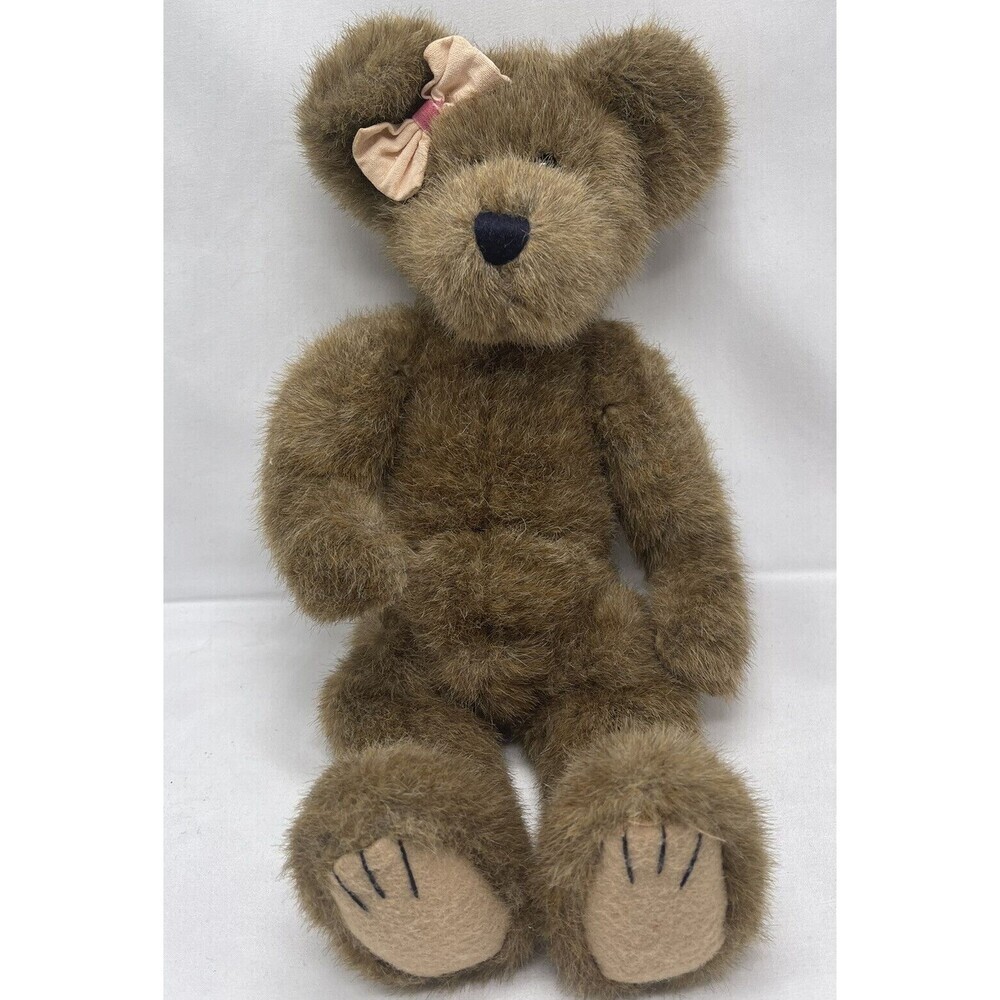 Boyd's Teddy Bear 14” Floral Bow Pink Heart on Foot Plush Stuffed Animal Toy